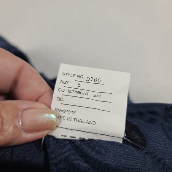 Alfred Sung D706 midnight blue hi-low satinl open back dress Size 6 Wedding - Picture 9 of 15